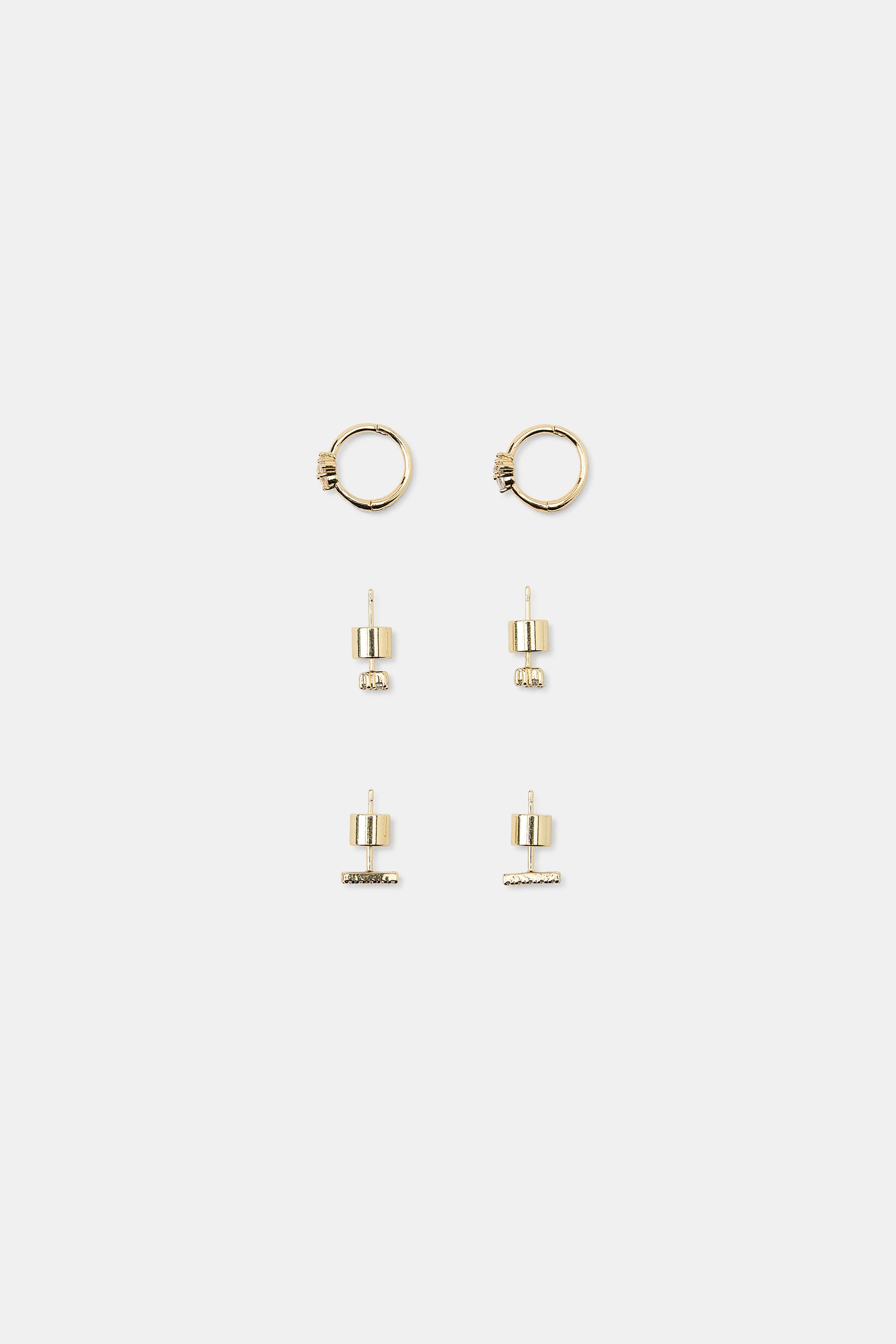 PACK OF 3 MINIMALIST SPARKLY EARRINGS